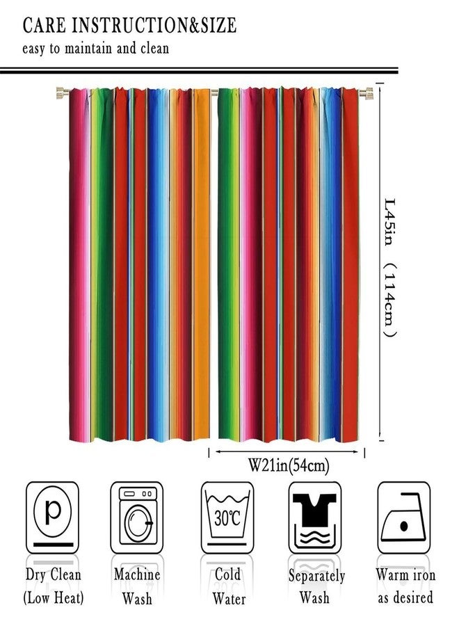 JESTRONRY Cinco de Mayo Curtains, Mexican Serape Colorful Stripes Vertical Lines Latino Design Colorful Ethnic Style Window Treatments Curtains for Living Room Bedroom Decor 42x45 Inch Decor - Image 2